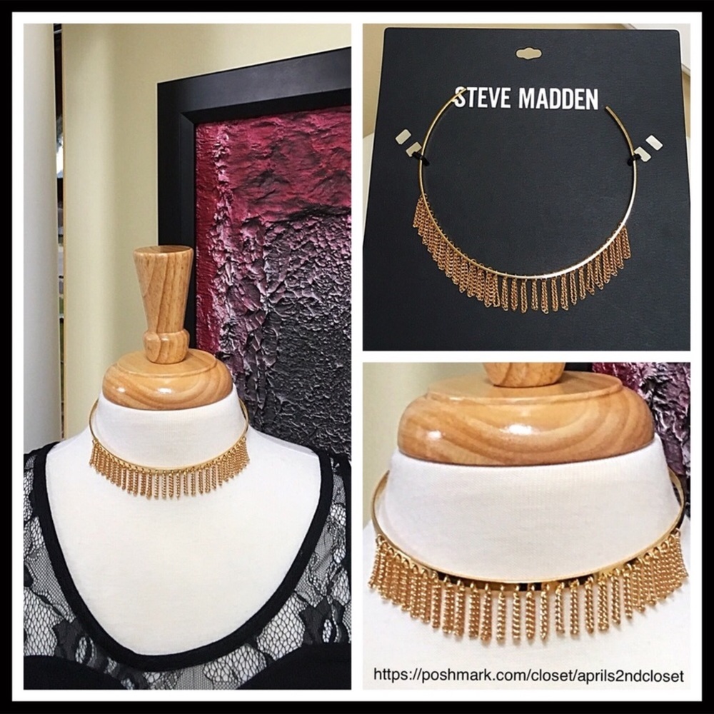 STEVE MADDEN GOLD FRINGE CHAIN BOHO CHOKER - Picture 5 of 6